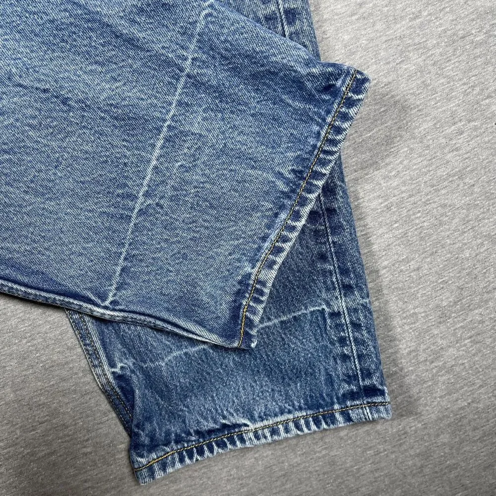 Levi's 501 Jeans Mens 32x30 Blue Wash Straight Button Fly Distressed